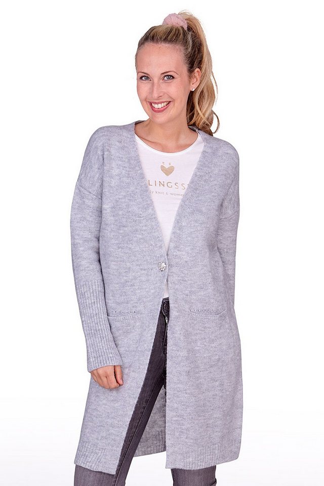 Hangowear Trachtenstrickjacke Trachten Strickjacke - ZARINA - hellgrau von Hangowear