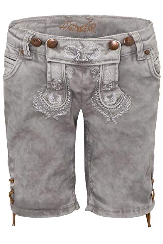 Hangowear Unisex - Kinder Kinder Jeansshort in Lederhosenoptik hellgrau, HELLGRAU, 122/128 von Hangowear