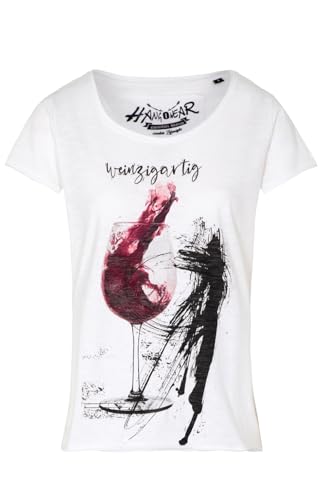 Hangowear Damen T-Shirt WEINZIGARTIG weiß L von Hangowear