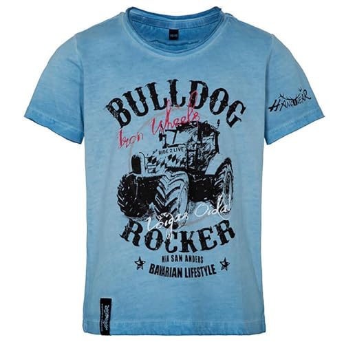 T-Shirt Kinder blau | Kinder Trachtenshirt IBO | Bulldog Rocker Gr 134/140 von Hangowear