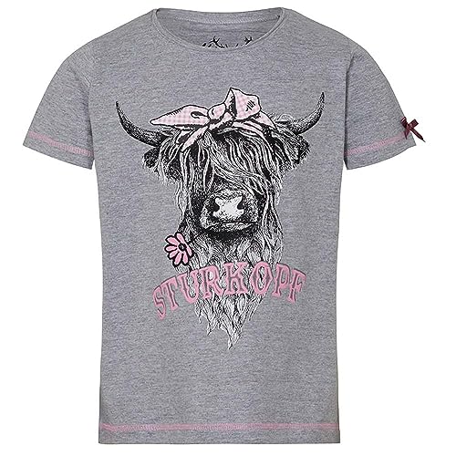 T-Shirt Quentaya Kids grau | Kinder Trachtenshirt mit süßem Print | Sturkopf grau 134 von Hangowear