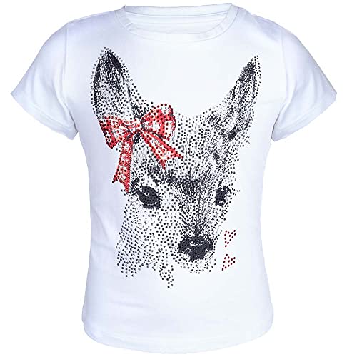 T-Shirt Rehkitz Ziska Kids weiß | Trachtenshirt mit Strasssteinen | Mädchen Shirt 110-116 von Hangowear