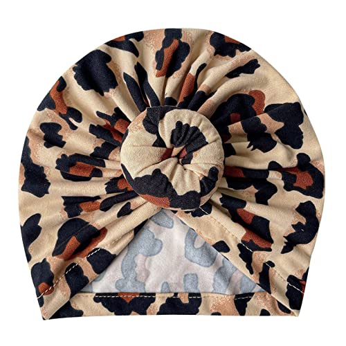 Kleinkind-Säuglings-Baby-Jungen-Mädchen-Leopard-Druck-Mütze Beaniess geknotete elastische Turban-Mütze Baby Kopftuch Sommer (A, One Size) von Hangpei