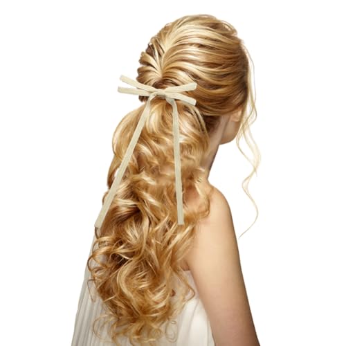 Harajuku Samt-Haarspangen mit Schleife, süße Damen-Haarnadel, lange Haarspangen, einfarbig, Kopfbedeckung, Mädchen, Haar-Accessoire, Haarnadel von Hangsu
