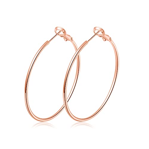 Hasnsofie Creolen Silber 925 Ohrringe für Damen, 925 Sterling Silber Creolen Ohrringe Set, Hypoallergen Groß Silber Huggie Creolen Ohrringe, 40mm Rose Gold Damen Kreolen Creolen Ohrringe Set von Hasnsofie