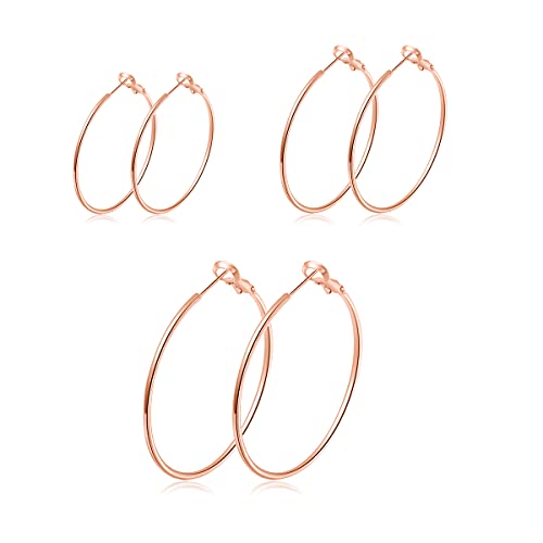 Hasnsofie Creolen Silber 925 Ohrringe für Damen, 925 Sterling Silber Creolen Ohrringe Set, Hypoallergen Groß Silber Huggie Creolen Ohrringe, Rose Gold Damen Kreolen Creolen Ohrringe Set in 30 40 50mm von Hasnsofie