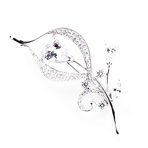 Deyanse Brosche Damen, Silber Blumen Anstecknadel Weiß Marquise Zirkonia kommt mit Edelstahl Kette als Halskette, Breastpin mit Geschenkbox für Damen Frau Mutter, Passt Pullover Mantel Anzug von Deyanse