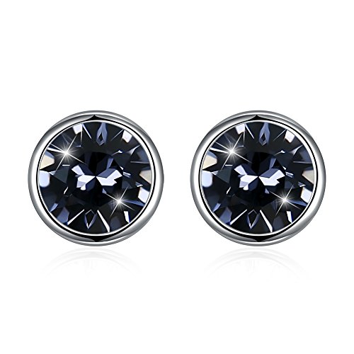 Hasnsofie Silber Ohrstecker 925 Ohrringe, 925 Sterling Silber Schwarz Ohrstecker 8mm Rund Klein Schlafen Ohrringe, Unisex Allergenfrei Silber Ohrringe für Damen Herren Mädchen Jungen von Hasnsofie