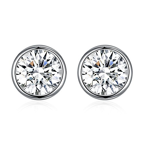 Hasnsofie Silber Ohrstecker 925 Ohrringe, 925 Sterling Silber Weiß Ohrstecker 8mm Rund Klein Ohrringe, Unisex Allergenfrei Silber Ohrringe für Damen Herren Mädchen Jungen von Hasnsofie