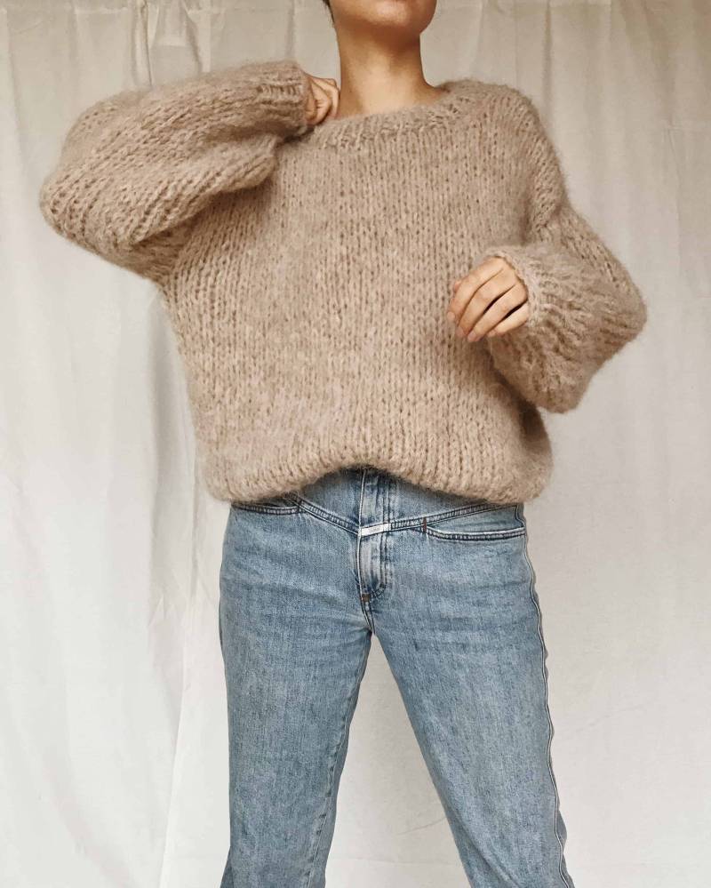 Alpaka Grobstrickpullover Handgestrickt - Sandysand von Hanishken