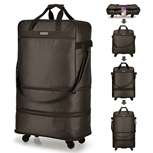 Hanke erweiterbare Faltbare Reisetasche mit Drehrad, Faltbare Gepäck Erweitern 20/24/28 Zoll Große Leichte Rolling Reise Duffel Bag Ohne Teleskopgriff für Männer Frauen, Kaffee Hanke erweiterbare Faltbare Reisetasche mit Drehrad, Faltbare Gepäck Erweitern 20/24/28 Zoll Große Leichte Rolling Reise Duffel Bag Ohne Teleskopgriff für Männer Frauen, Kaffee von Hanke
