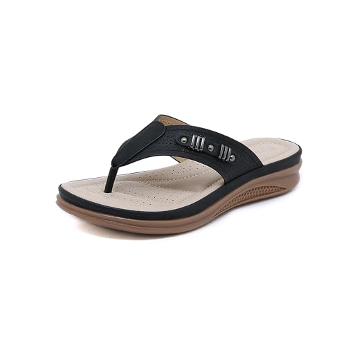 Hankers Flip Flops Damen Elegant Orthopädische Zehentrenner (Schwarz, Erwachsene, Damen, 39, Numerisch, EU Schuhgrößensystem, M) von Hankers