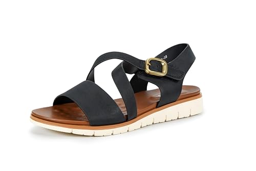 Hankers Flache Damen-Sandalen für Damen, verstellbarer Riemen, Leder, Damensandalen, Schwarz , 39 EU Hankers Flache Damen-Sandalen für Damen, verstellbarer Riemen, Leder, Damensandalen, Schwarz , 39 EU von Hankers