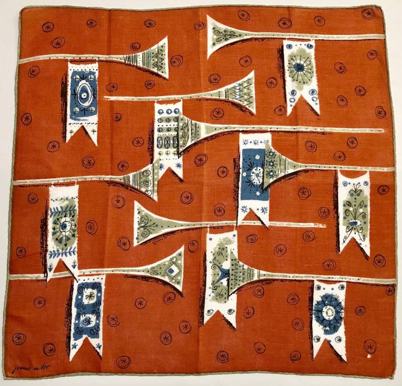Vintage Designer Jeanne Miller Hörner Mit Flaggen Taschentuch Vintage Designer Jeanne Miller Hörner Mit Flaggen Taschentuch von HankieAnnex