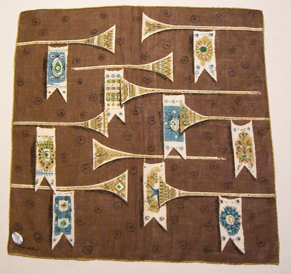 Vintage Designer Jeanne Miller Taschentuch Von Horns With Banners Vintage Designer Jeanne Miller Taschentuch Von Horns With Banners von HankieAnnex