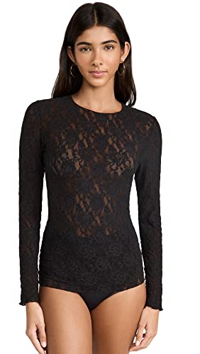 hanky panky Spitzentop - Top Damen Langärmelig, Ungefüttert, Unterhemd Damen aus Stretch-Spitze Signature Lace, Trägertop Ohne Bügel, Color Schwarz - Size S von hanky panky