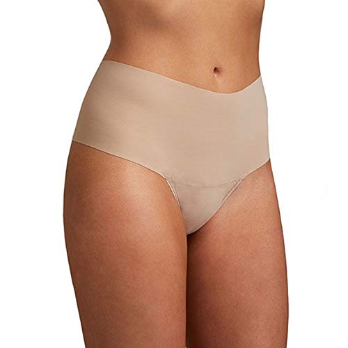 hanky panky Tanga Godiva - Thong mit Hohem Schnitt, Unterwäschen Damen Baumwolle Normalschnitt, Lingerie Slip Damen aus Stretch-Spitze Signature Lace, Color Taupe - Size M von hanky panky