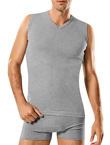 Hann Brooks 2er-Pack Herren-T-Shirt aus Baumwolle, einfarbig, ärmellos, V-Ausschnitt Gr. X-Large, grau von Hann Brooks