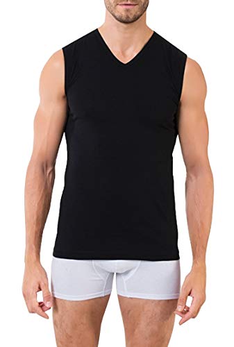 Hann Brooks 2er-Pack Herren-T-Shirt aus Baumwolle, einfarbig, ärmellos, V-Ausschnitt Gr. XX-Large, Schwarz von Hann Brooks