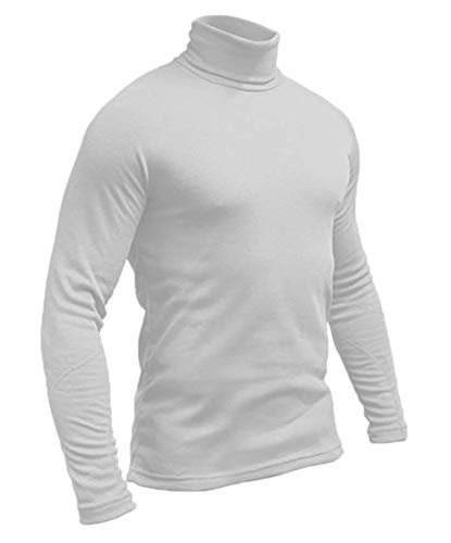 Hann Brooks Herren Ski-/Golf-Poloshirt aus weicher Baumwolle, Rollkragen, Schwarz, Braun, Burgunderrot, Grau, Grün, Marineblau, Weiß, S, M, L, XL, 2XL, 3XL, 4XL Gr. M, weiß von Hann Brooks