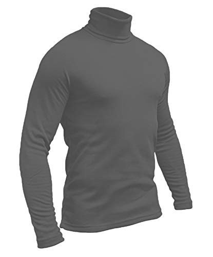 Hann Brooks Herren Ski-/Golf-Poloshirt aus weicher Baumwolle, Rollkragen, Schwarz, Braun, Burgunderrot, Grau, Grün, Marineblau, Weiß, S, M, L, XL, 2XL, 3XL, 4XL Gr. XL, grau von Hann Brooks