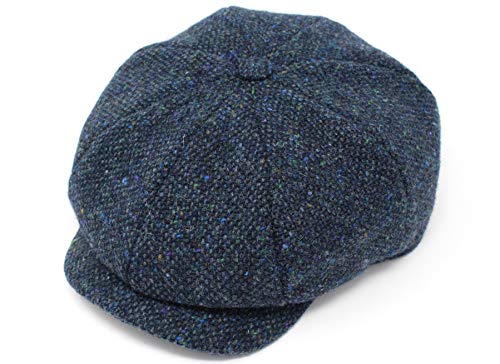 Hanna Hats Herren Donegal Tweed JP Cap Irish Flat Cap Newsboy Cap Made in Irland, Ocean Blue Salz- und Pfefferstreuer, MEDIUM von Hanna Hats
