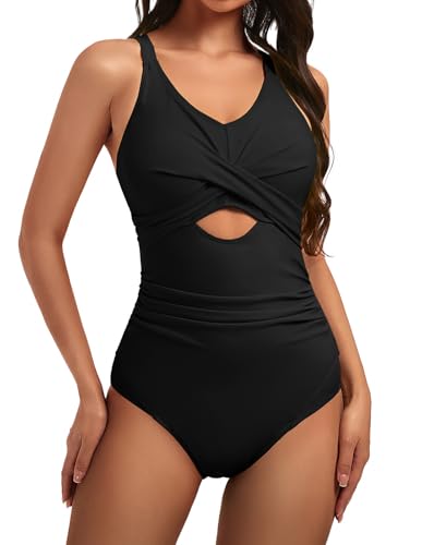 Hanna Nikole Badeanzug Damen Bauchweg Einteiliger Strandmode V-Ausschnitt Monokini Badeanzüge für Frauen Bademode Swimsuit Schwarz XL Hanna Nikole Badeanzug Damen Bauchweg Einteiliger Strandmode V-Ausschnitt Monokini Badeanzüge für Frauen Bademode Swimsuit Schwarz XL von Hanna Nikole