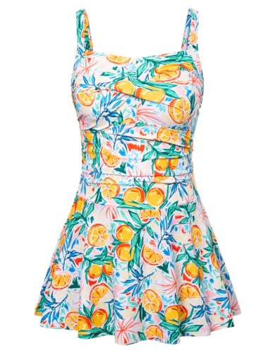 Hanna Nikole Bauchweg Einteile Badekleid Damen Große Größe High Waist mit Shorts Badeanzug Orange Bedruckt 54 (Etikett:24W) von Hanna Nikole