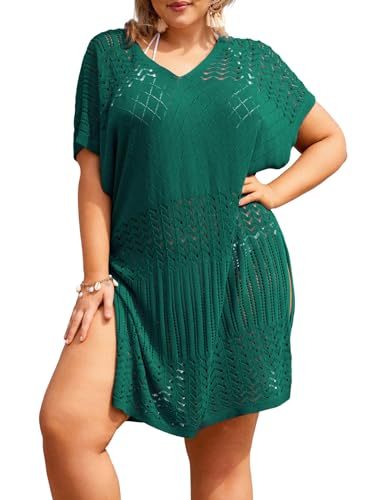 Hanna Nikole Bikini Cover Ups Strandponcho Dehnbarem Beachwear Strandkleid Sommer für Mollige Frauen Grün 48 von Hanna Nikole