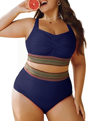 Hanna Nikole Bikini Damen Set GroßE GrößEn Bauchweg Bademode Twist-Kreuz Push Up Bikini-Oberteil Und High Waist Bikini Hose Weiche BadeanzüGe Curvy Strandmode Einstellbar Schwimmanzug Hanna Nikole Bikini Damen Set GroßE GrößEn Bauchweg Bademode Twist-Kreuz Push Up Bikini-Oberteil Und High Waist Bikini Hose Weiche BadeanzüGe Curvy Strandmode Einstellbar Schwimmanzug von Hanna Nikole