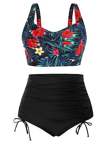 Hanna Nikole Bikini Damen Sets Große Größen Bauchweg Ruched Bikini Bottom Schwarze Saflor 44 von Hanna Nikole