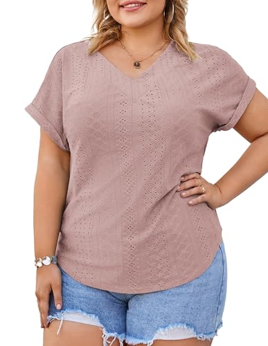 Hanna Nikole Blusen & Tuniken Für Damen Shirt Damen Shirt Damen Elegant Shirt Damen Elegant Kurzarm Rosa 54 von Hanna Nikole