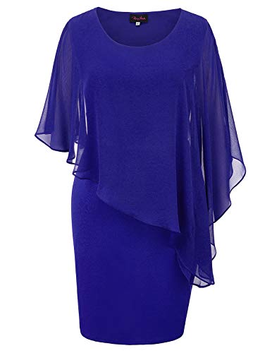 Hanna Nikole Chiffon Kleider Damen Stretchy Elegante Festkleider Royal Blue M von Hanna Nikole