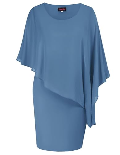 Hanna Nikole Cocktailkleid Damen Elegant GroßE GrößE Chiffon-üBerwurf Kleid Paillettenkleid Abendkleider Spitzenkleid Knielang Abendkleider Glitzer Hochzeitsgast Outfit Party Kleider von Hanna Nikole