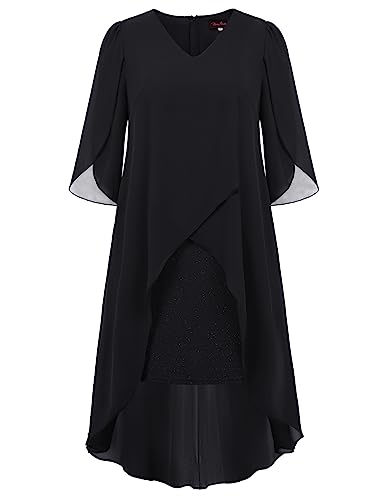 Hanna Nikole Damen Business Bleistift Kleider HIPS-Wrapped Kleid für Hochzeit Schwarz 52 Plus von Hanna Nikole