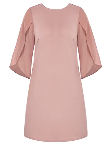 Hanna Nikole Damen Chiffon A-Linie Kleid Große Größe Cocktailkleid 3/4 Ärmel Formell Abendkleid Rosa 52 von Hanna Nikole