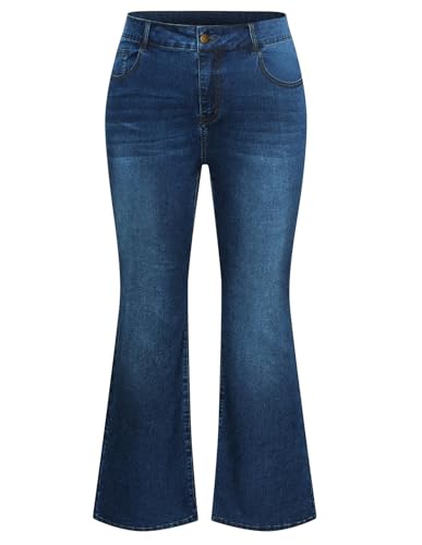 Hanna Nikole Damen Große Größe Bootcut Jeans Damen Hoher Taille Bell Bottom Stretch Jeans Denim Blue 46 von Hanna Nikole