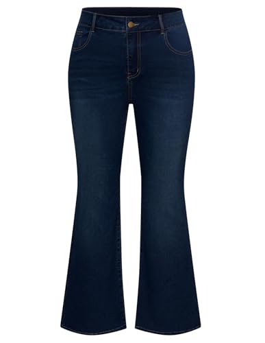 Hanna Nikole Damen Große Größe Jeans Damen Hoher Taille Bootcut Bell Bottom Stilvolles Bodycon Bell Bottom Black 52 von Hanna Nikole