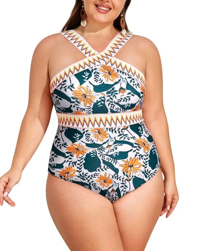 Hanna Nikole Damen Große Größen Bikini Set Wickeloptik High Waist Bauchweg Zweiteiliger Bikini Plus Size Curvy Bademode Swimsuit von Hanna Nikole