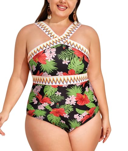 Hanna Nikole Damen Große Größen Bikini Set Wickeloptik High Cut Damen Badeanzüge Plus Size Curvy Bademode Swimsuit von Hanna Nikole