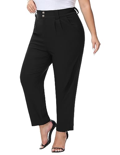 Hanna Nikole Damen Große Größen Lässige Hose Freizeit Pant Freizeithose Mit Taschen Schwarz 52 von Hanna Nikole