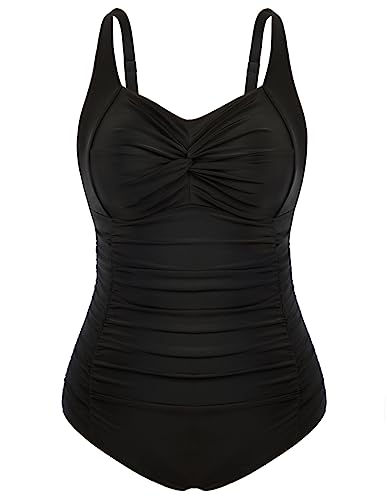 Hanna Nikole Damen Große Größen V-Ausschnitt One Piece Swimsuits Spaghetti-träger Einteilige Swimsuit Schwarz 52 von Hanna Nikole