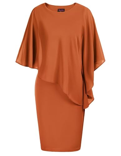 Hanna Nikole Damen Kleider Elegant GroßE GrößE Chiffon-üBerwurf Kleid Paillettenkleid Festliche Kleider Spitzenkleid Cocktailkleid Knielang Abendkleider Glitzer Hochzeitsgast Outfit Party Kleider von Hanna Nikole