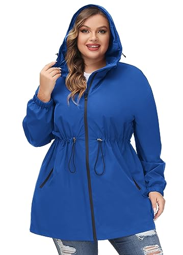 Hanna Nikole Damen Regenjacke Damen Große Größe Wasserdicht Jacke Königsblau 46 von Hanna Nikole