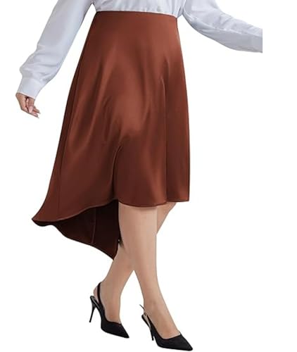 Hanna Nikole Damen Midi-Rock A-Linie Plus Größe Elegant Hohe Taille Elastischer Stretch-Rock von Hanna Nikole
