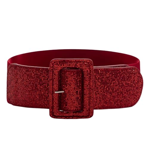 Hanna Nikole Damen Schnalle Kleidergürtel Freizeit Wide Dress Belts Sequin & Rotwein S von Hanna Nikole