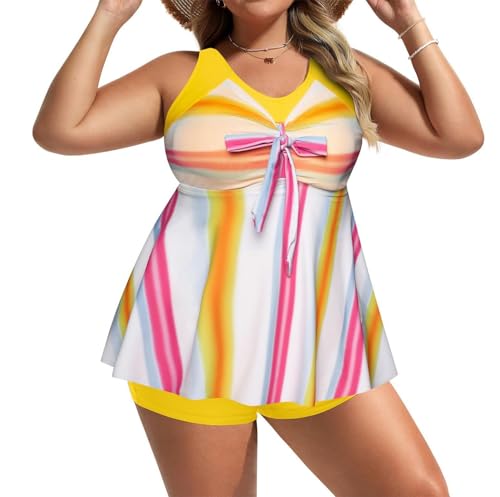 Hanna Nikole Damen Tankni Tummy Control Badeanzug mit V-Linie Tankini Sommer Schwimmen Outfitsus 56 Große Größen von Hanna Nikole