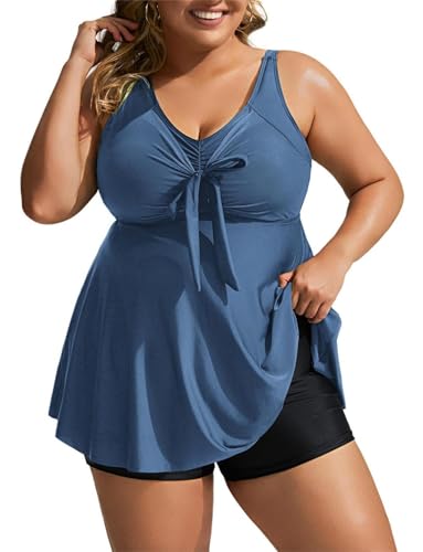 Hanna Nikole Damen Tankni Tummy Control Badeanzug mit V-Linie Tankini Sommer Schwimmen Outfitsus 56 Große Größen von Hanna Nikole