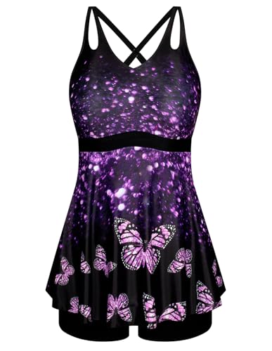 Hanna Nikole Damen Zweiteiliger Bademode Hohe Taille Zwei Stück Badebekleidung Bedruckte Tankini für Strand Party Floral M von Hanna Nikole