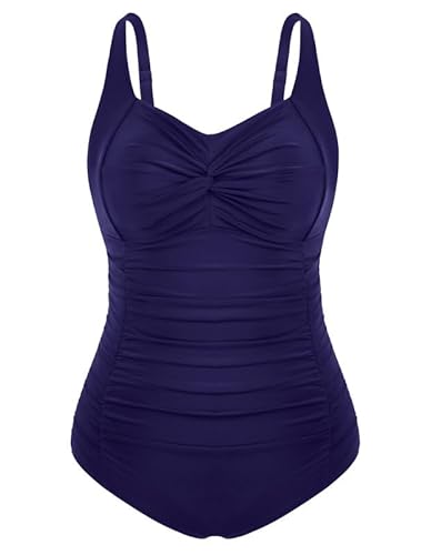 Hanna Nikole Einteilige Bademode Damen Große Größen Bauchweg Push Up Einteilige Swimsuit Für Mollige Frauen Dunkelblau 42 von Hanna Nikole